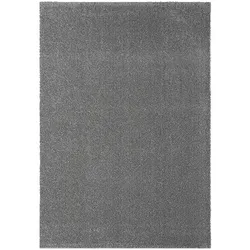 TEPPICH Hochflor ZINAL Uni Polyester Grau 160 x 230 cm