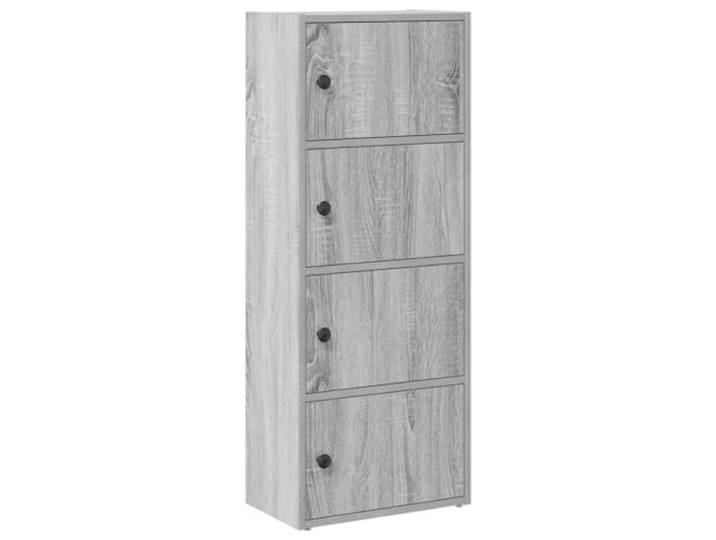 KGFHERENB Standregal Grau Sonoma 40x24x102 cm Holzwerkstoff Schmales Aufbewahrungsregal mit Tür für Wohnzimmer und Büro. Bietet geschützten Stauraum auf kleinem Raum.