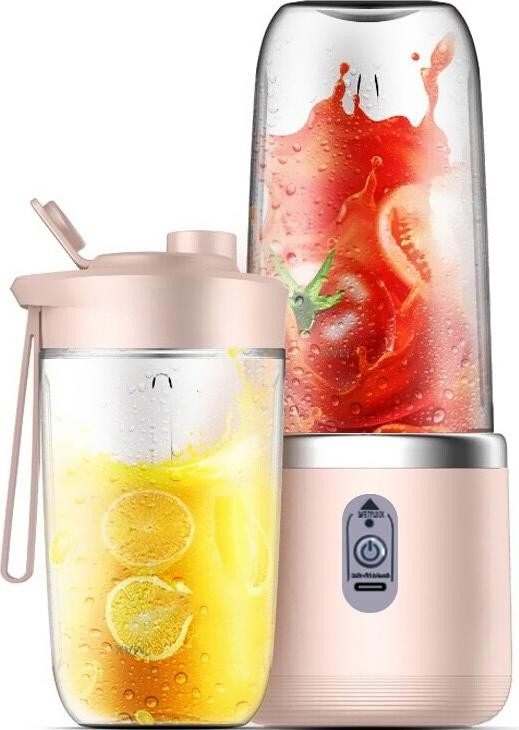 INF Draagbare Oplaadbare Juicer Cup met 6 Messen en Enkel Deksel - Roze