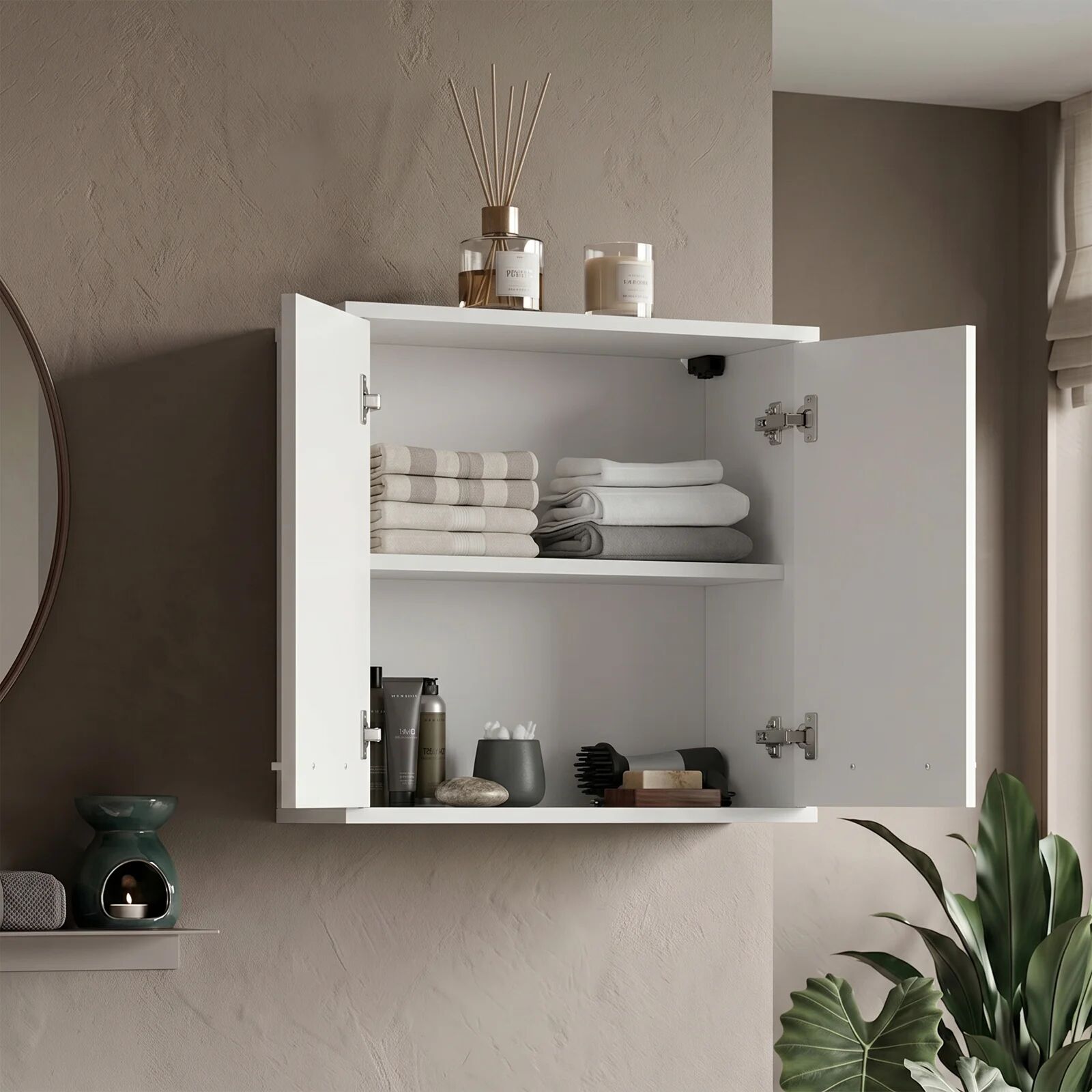 garneroarredamenti Pensile bagno sospeso 60x60h cm 2 ante bianco lucido Woters