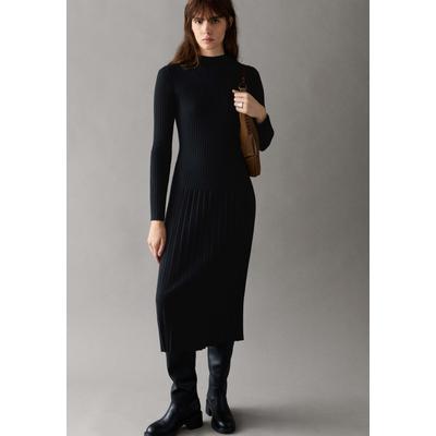 Midikleid PEPE JEANS "midi dress ANNA DRESS", Damen, Gr. M, Normalgrößen, schwarz, 54% Baumwolle, 36% Viskose, 10% Polyamid, Kleider Midikleid