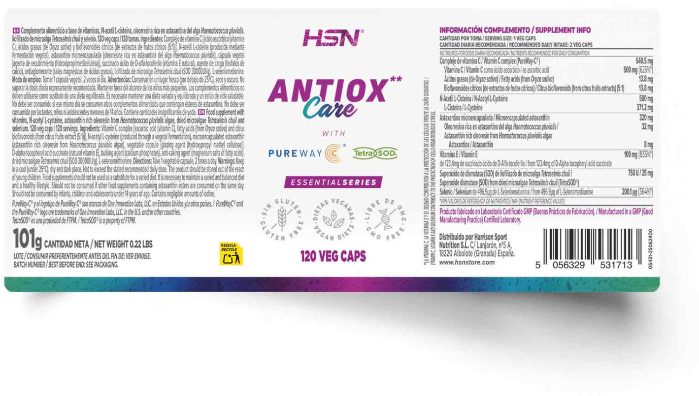 HSN Antiox Care - 120 cápsulas vegetais - Antioxidantes - Cápsulas Vegetales - 120 Serviços