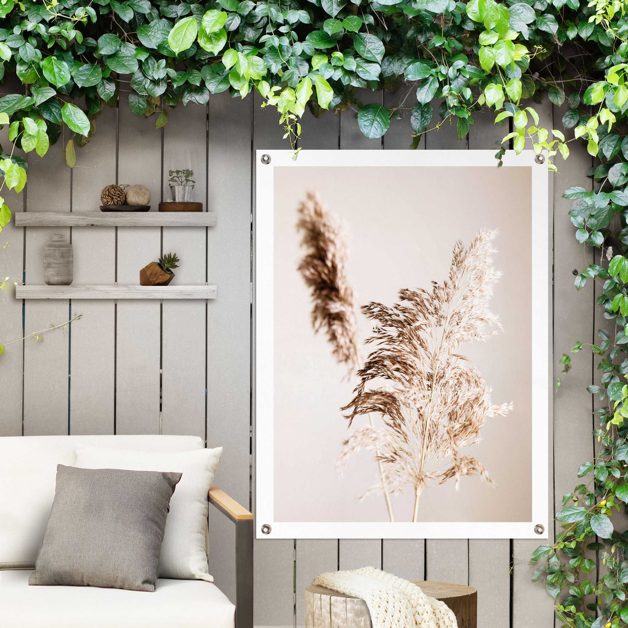 Reinders! Poster REINDERS "Pampasgras", beige (farbe bild(er): beige), B:60cm H:80cm T:0,1cm, Leinwand, Bilder, Poster, Outdoor für Garten oder Balkon farbe bild(er): beige B/H/T: 60cm x 80cm x 0,1cm