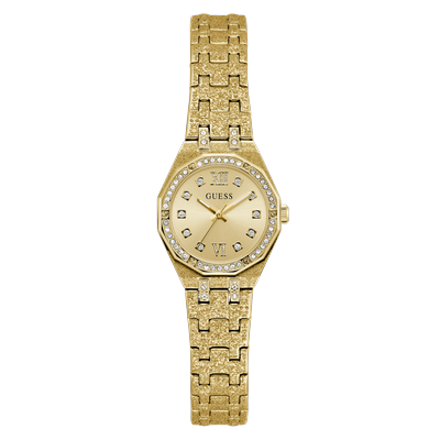 Quarzuhr GUESS "PIXIE", gold (goldfarben, champagnerfarben), Armbanduhren, Damen, goldfarben, Quarzuhr, Armbanduhr, Damenuhr, Edelstahlarmband, analog