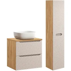 BADMÖBEL 60cm Elora 2er-Set Beige und Holz