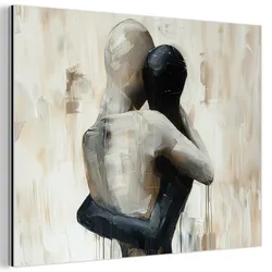 METALLBILD Abstrakt - Liebe - Schwarz und weiß - Modern 80x60 cm