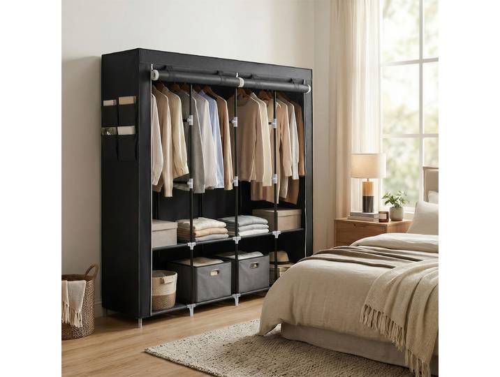Stoffschrank Branville - 170 cm 170 x 167 x 45cm Schwarz/Schwarz