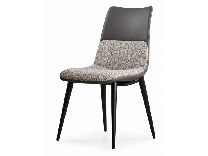 Xlmoebel Esszimmerstuhl Klassischer Esszimmerstuhl Grau-Weiß Kombi Stoff Kunstleder (1-tlg)