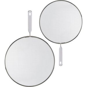 Böttcher-AG Spritzschutzdeckel silber, aus rostfreiem Edelstahl, mit Griff, 2er Set, Ø 25 cm & 29 cm