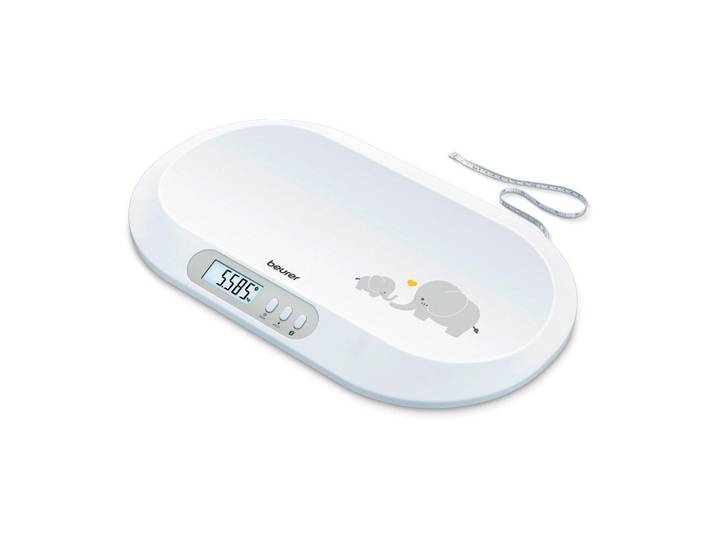 Beurer Babywaage, Weiss, 7.4x37.4x59.8 cm, Europäischer Sicherheitsstandard, gut lesbares LCD-Display, Hold-Funktion, gewölbte Liegefläche, Abschaltautomatik, Pflegen, Babypflegeprodukte