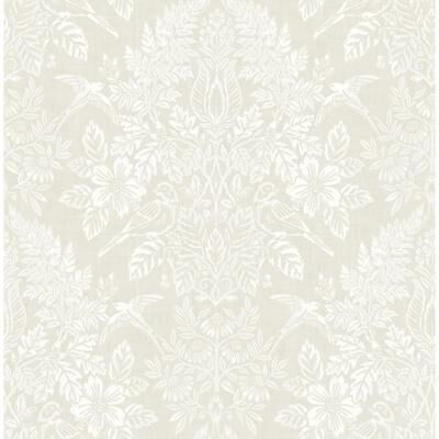Chris Loves Julia x A-Street Prints Finch Ivory Woodland Damask Wallpaper