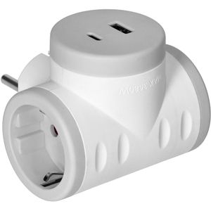 Orno Steckdosenadapter AE-13281(GS), 2-fach Schuko bis 3680 Watt, 1x USB-C, 1x USB-A