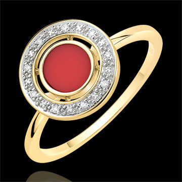 Edenly Ring Felicitas - Karneol und Diamanten - 375er Gelbgold