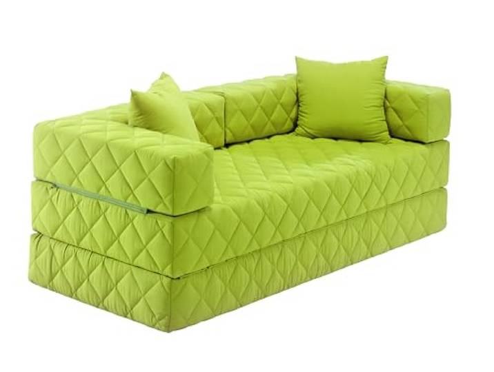 Traumnacht Schlafsofa und Gästesofa mit Schlaffunktion 200x80x65 cm – Grün mit 2 Spitzkissen, abnehmbarer Bezug, für Kinder und Erwachsene