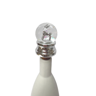 Flaschenverschluss AM DESIGN "Schneekugel", silber, B:4cm H:10,5cm L:4cm, Polyresin, Flaschenverschlüsse, 4er Set, 5x12 cm