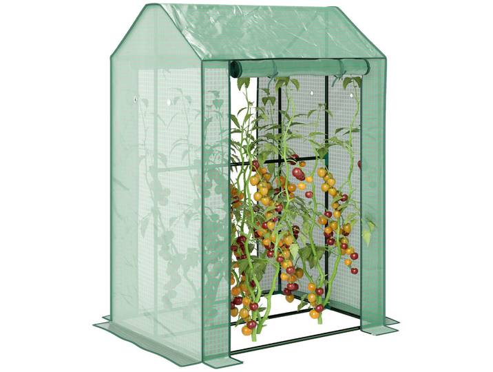 ComfortXL Gewächshaus De-11973 mit 2 Türen & 2 Bereichen Grün, Kunststoff, 80x150x100 cm, Gartenzubehör, Gartenhäuser & Gewächshäuser
