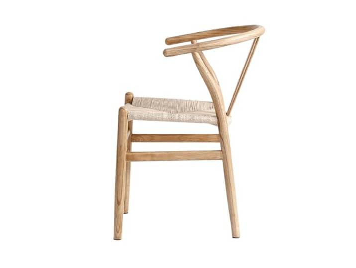 LIMHOME FSC® Esszimmerstuhl aus Massivholz mit Papierseilsitz Keine Montage erforderlich (Natur lackiert)