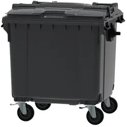 Müllcontainer fahrbarer Container 1100 L grau mit SPLIT LID, hergestellt aus hochwertigem Kunststoff HDPE