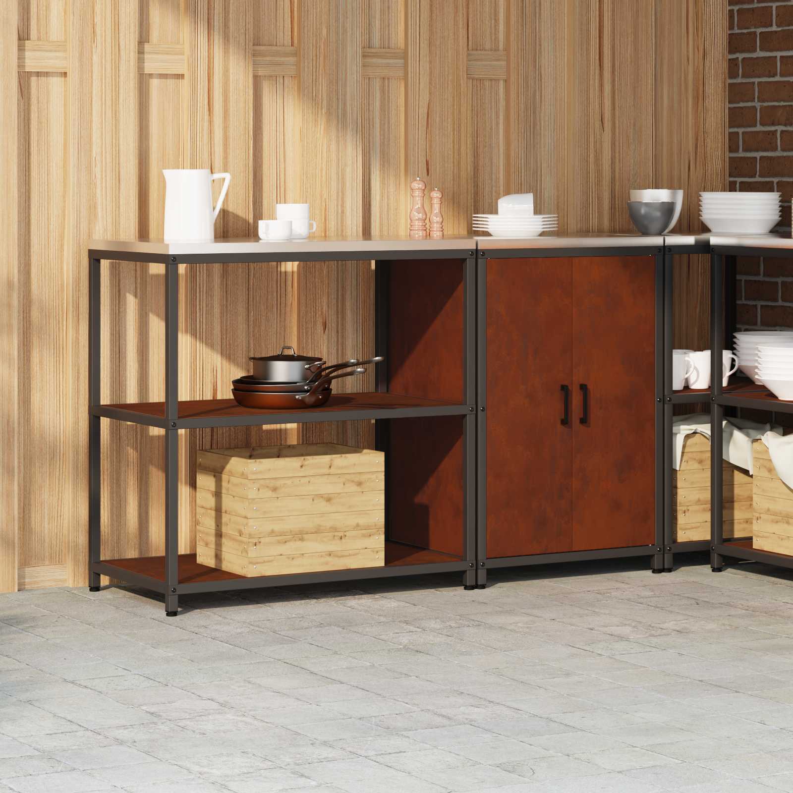 vidaXL Ensemble de rangement cuisine HATTEM 2 pc Rouillé Acier