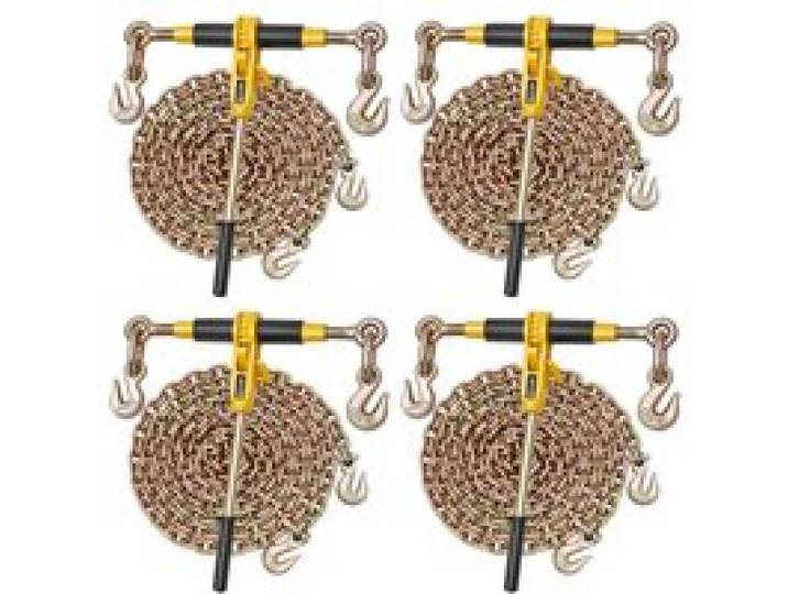 VEVOR Ratschenspanner 3628 kg, Ratschenlastspanner, Spannzurrketten G80, Ratschen-Lastbinder, Spannketten-& Binder-Set, Zurrkettenbinder für Transport, Abschleppen, Holzfällerei (4er-Pack)