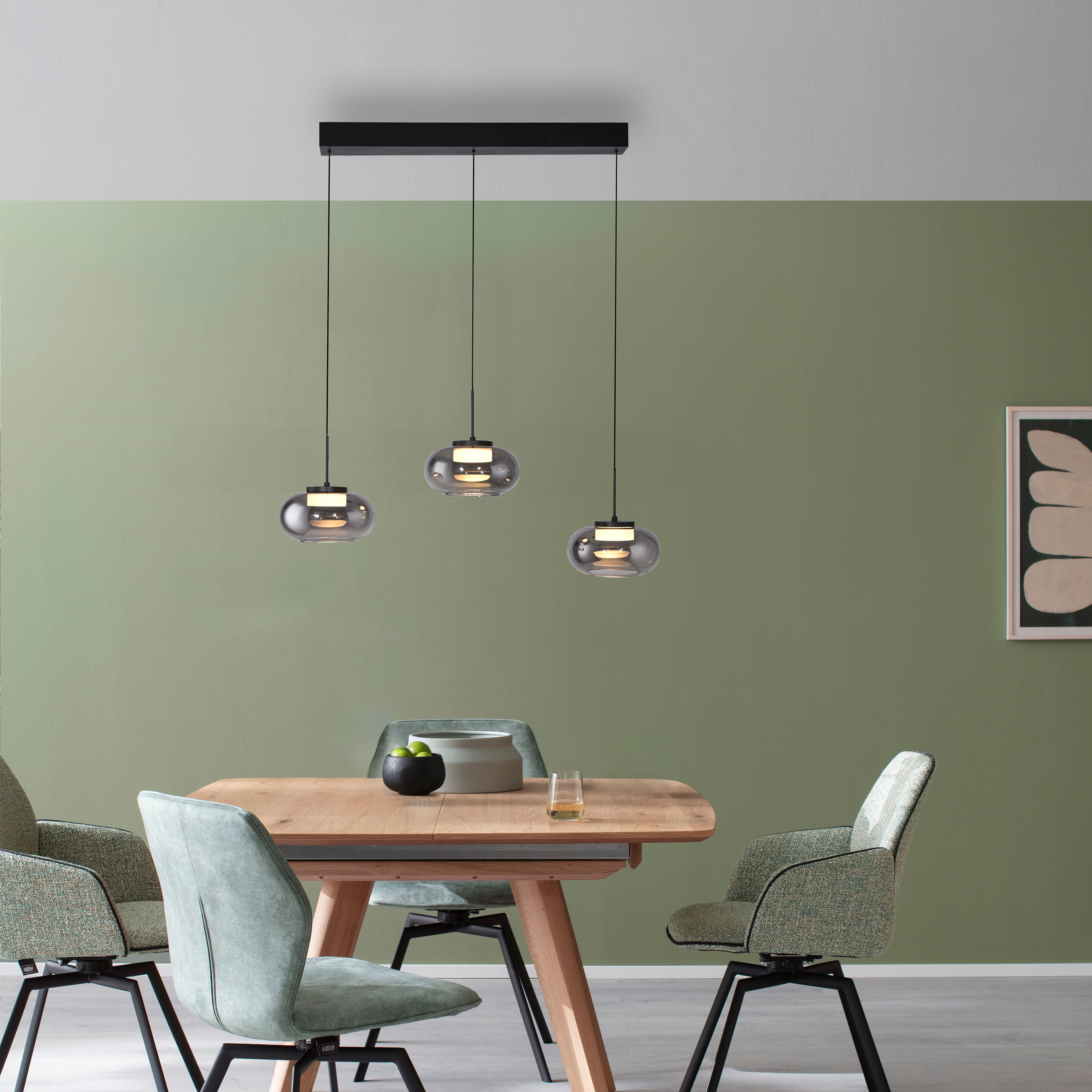 LED Pendelleuchte "SIA", schwarz, 3, H: 80cm, 1 Stk., SCHÖNER WOHNEN-KOLLEKTION, Leuchten, SCHÖNER WOHNEN Kollektion, Höhenverstellbar, SimplyDim, Memoryfunktion, LED Pendelleuchte