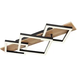 LED Deckenleuchte schwarz Deckenlampe Holzoptik Schlafzimmerleuchte eckig L 61cm