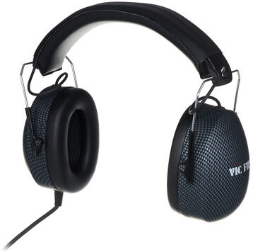 Vic Firth SIH3 Headphones Schwarz mit schwarzen Schaumstoffpolstern und gepolstertem Kopfbügel