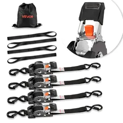 VEVOR Automatik Spanngurte, 25,4x3048 mm, Spanngurte mit S-Haken, 544 kg Bruchlast, 4 weiche Schlaufen, Ratschenmechanismus für Umzüge, Anhänger, Motorräder, Kajaks, Autodächer, 4er-Pack