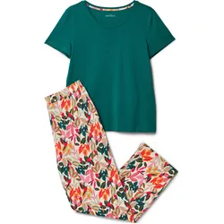 Tchibo - Pyjama-Set - Damen - Gr. XXL - dunkelgrün/print
