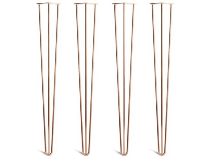 The Hairpin Leg Co. 4X Haarnadel-Tischbeine: Doppel-Schweiß Stahl, Schrauben, Anleitung, Schutzfüße. Klassischer 10mm 3 Stangen Stil. 86cm Kupfer