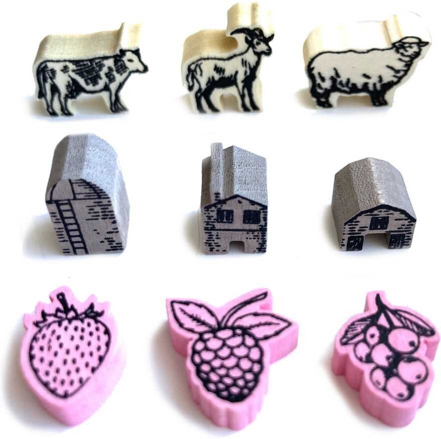 Fromage Wood Tokens Upgrade for Board Games by Road 2 Infamy Games, 108 Wooden Tokens
