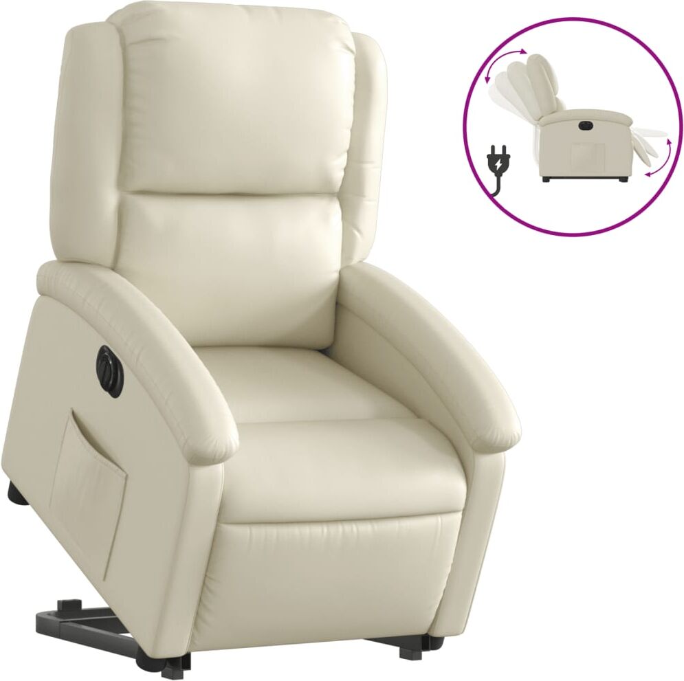 vidaXL Fauteuil inclinable électrique crème similicuir