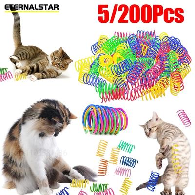 Colorful Spiral Spring Cat Toys High Energy Interactive Pounce & Chase Set 5pcs