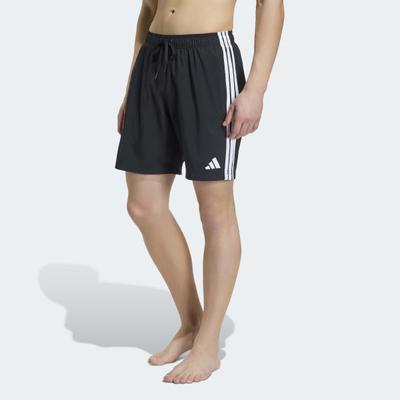 Badeshorts ADIDAS PERFORMANCE "3S SH 8IN", Herren, Gr. M, N-Gr, schwarz-weiß (schwarz, weiß), Obermaterial: 100% Polyester, Badehosen Badeshorts, sportliche Badeshorts, für Erwachsene, zum Schwimmen