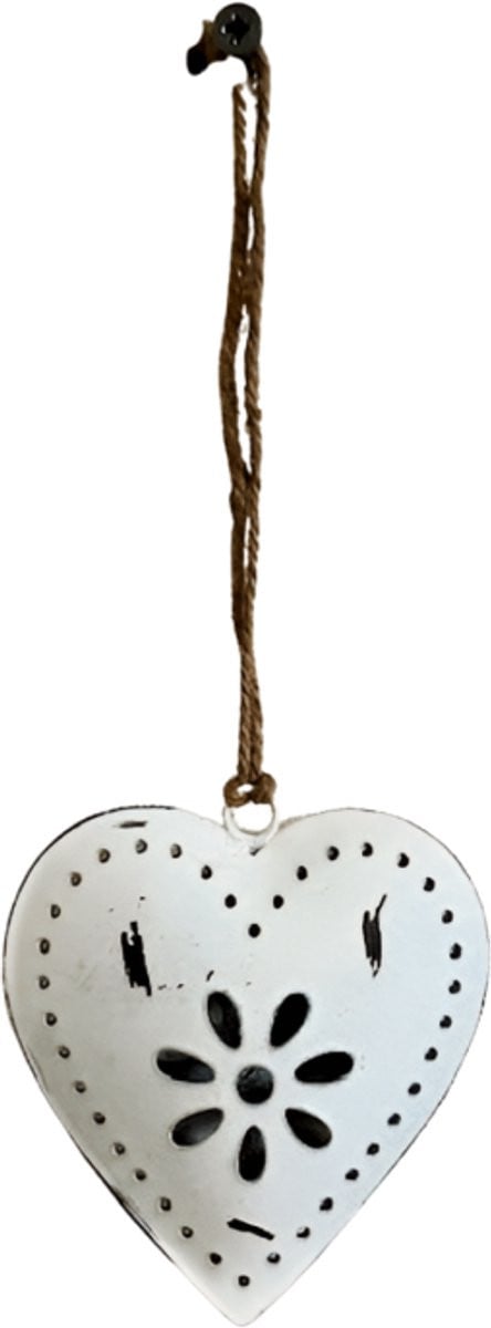Wit hart decoratie 10 cm