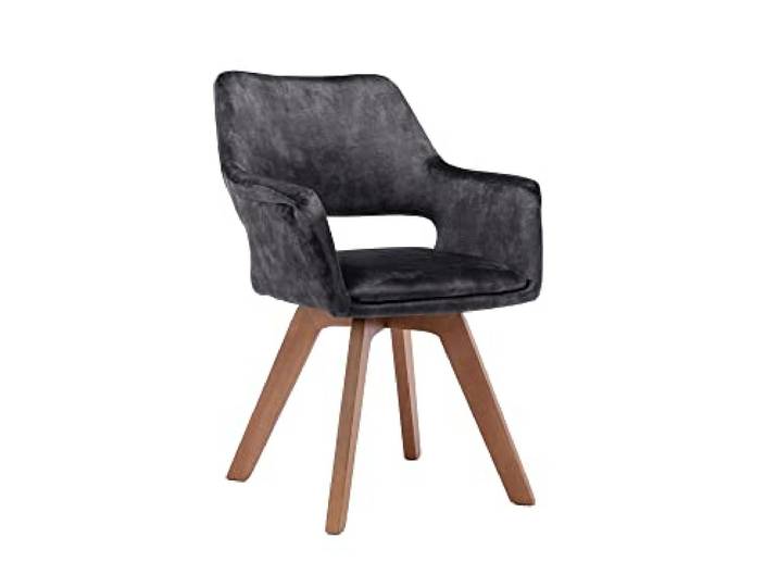 möbelando Stuhl >Klara< (2er-Set) in grau aus Samt - 52x89x63,5cm (BxHxT)