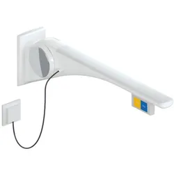 Hewi 802 LifeSystem Stützklappgriff 802.50.43260SD 900, weiß hochglanz/weiß matt, Spülauslösung, Funktionstaste, links