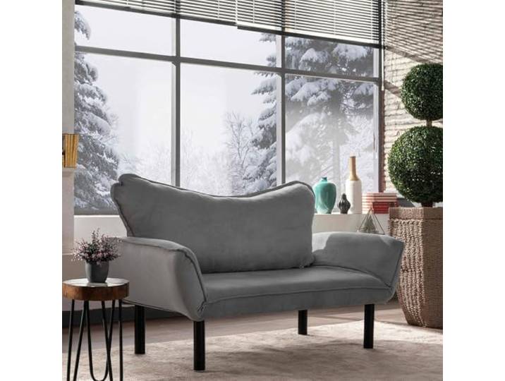 Dmora Schlafsofa 2-Sitzer Aquilonis 140x65 cm Grau Stauraum