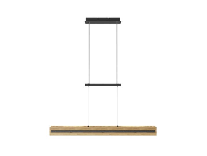 Led-Hängeleuchte Oberstdorf, Schwarz, Holz, Metall, Eiche, massiv, länglich, 10x150x116 cm, höhenverstellbar, 3 Helligkeitsstufen, Lampen & Leuchten, Innenbeleuchtung, Hängeleuchten, Pendelleuchten