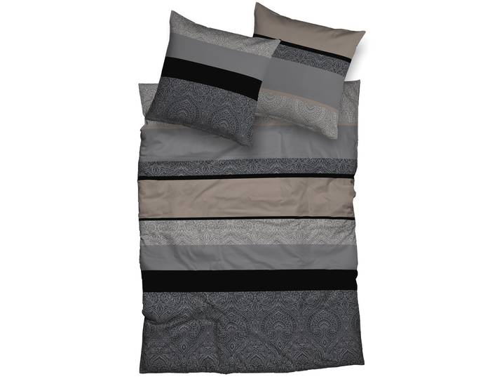 Bettwäsche CASATEX Dami , schwarz (anthrazit, taupe), B/L: 200cm x 220cm, 1 Stk., 2 Stk., Satin, B/L: 80cm x 80cm & 80cm x 80cm, 3 Stk., Satin, Obermaterial: 100% Baumwolle, Bettwäsche, Bettwäsche, moderne, elegante Bettwäsche