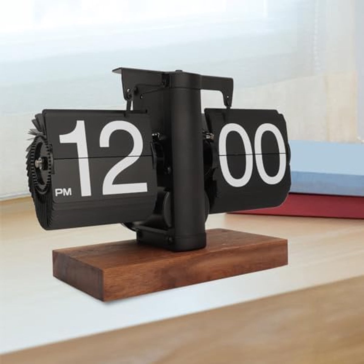 Digitale flip-klok Retro Mechanische Automatische Omkeerbare Klok - Zwart