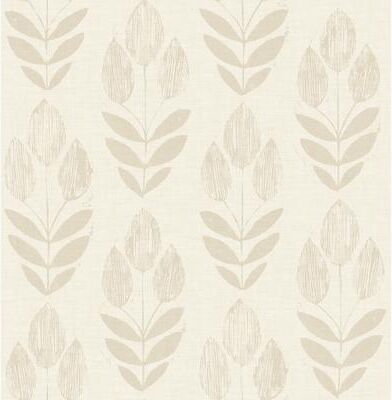 NuWallpaper Cream Folk Tulip Peel & Stick Wallpaper - 216 x 20.5 x 0.025