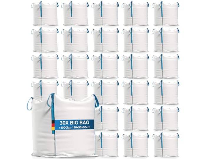 TK THERMALKING Big Bag - Säcke für Bauschutt, Holz, Gartenabfall, Sand - Bauschuttsäcke 90x90x90 cm, Big bags Tragfähigkeit 1000 kg (30)