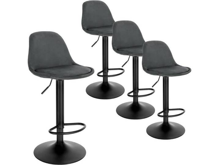 EUGAD Tabouret Bar Lot de 4 Chaise Pivotante Tabouret de Bistrot Hauteur Réglable Tabouret de Comptoir Gris foncé E0AG0041-4