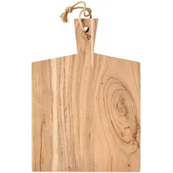 IB Laursen Schneidebrett mit Juteseil viereckig mit Griff Akazienholz, 38 x 27 x 1.5 cm