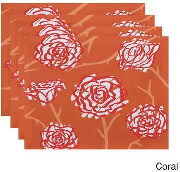 E by Design 18 x 14-inch Spring Floral 2 Floral Print Placemat (Set of 4)
