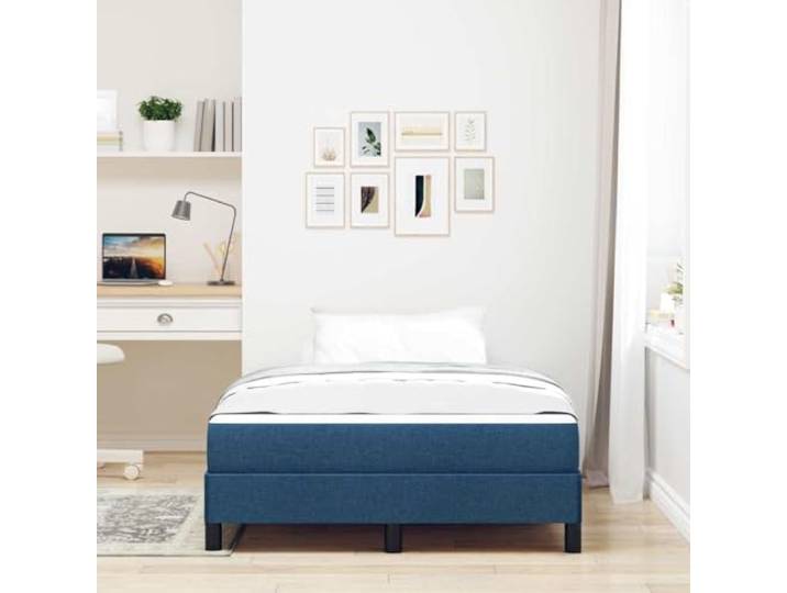 KTHLBRH Boxspringbett mit Matratze blau 120 x 200 cm Atmungsaktiver Stoff, Rahmen aus Holz, Kapazität 280 kg
