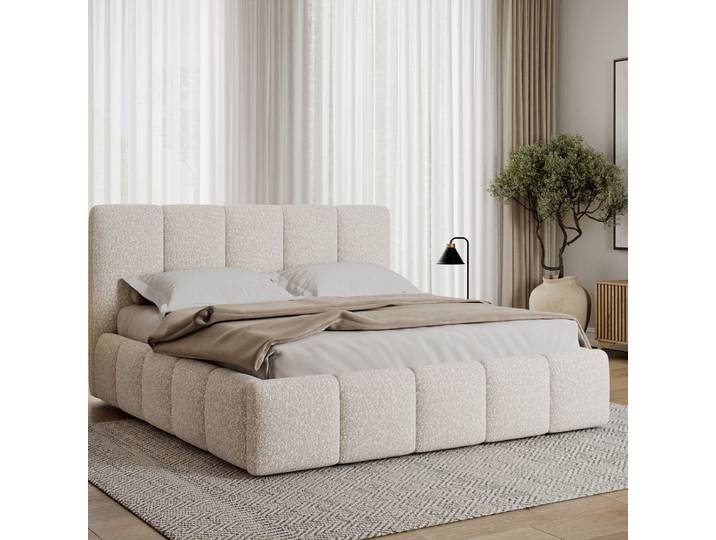 Lit coffre 140x200 sommier inclus Klaus Bouclé Beige