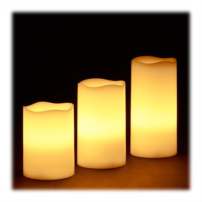 Relaxdays Set van 6 LED kaarsen van echte was, flikkerend effect, crèmekleur, Diameter: 7 cm