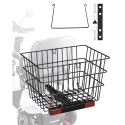 VEVOR Elektromobil Hinterkorb, 39x30x30 cm, Gepäckkorb Seniorenmobil, funktioniert mit 2,54 cm Empfänger, faltbarer Metalldrahtkorb, kompatibel mit den meisten Mobilitätsrollern Mobilitätshilfe